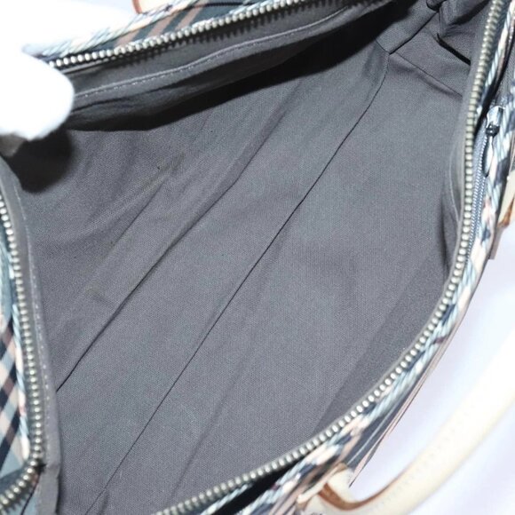 BURBERRY Nova Check Blue Label Hand Bag Nylon Gray Pink Auth - Picture 11 of 16